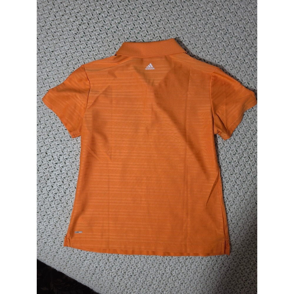 Adidas Golf Polo Shirt Women Medium Orange  Climacool Striped Performance - Picture 2 of 4